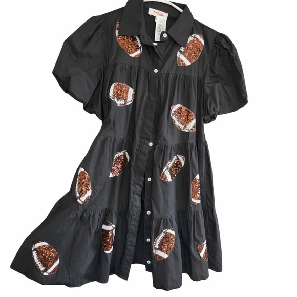 Dresses & Skirts - Black Dress with Sequin Footballs